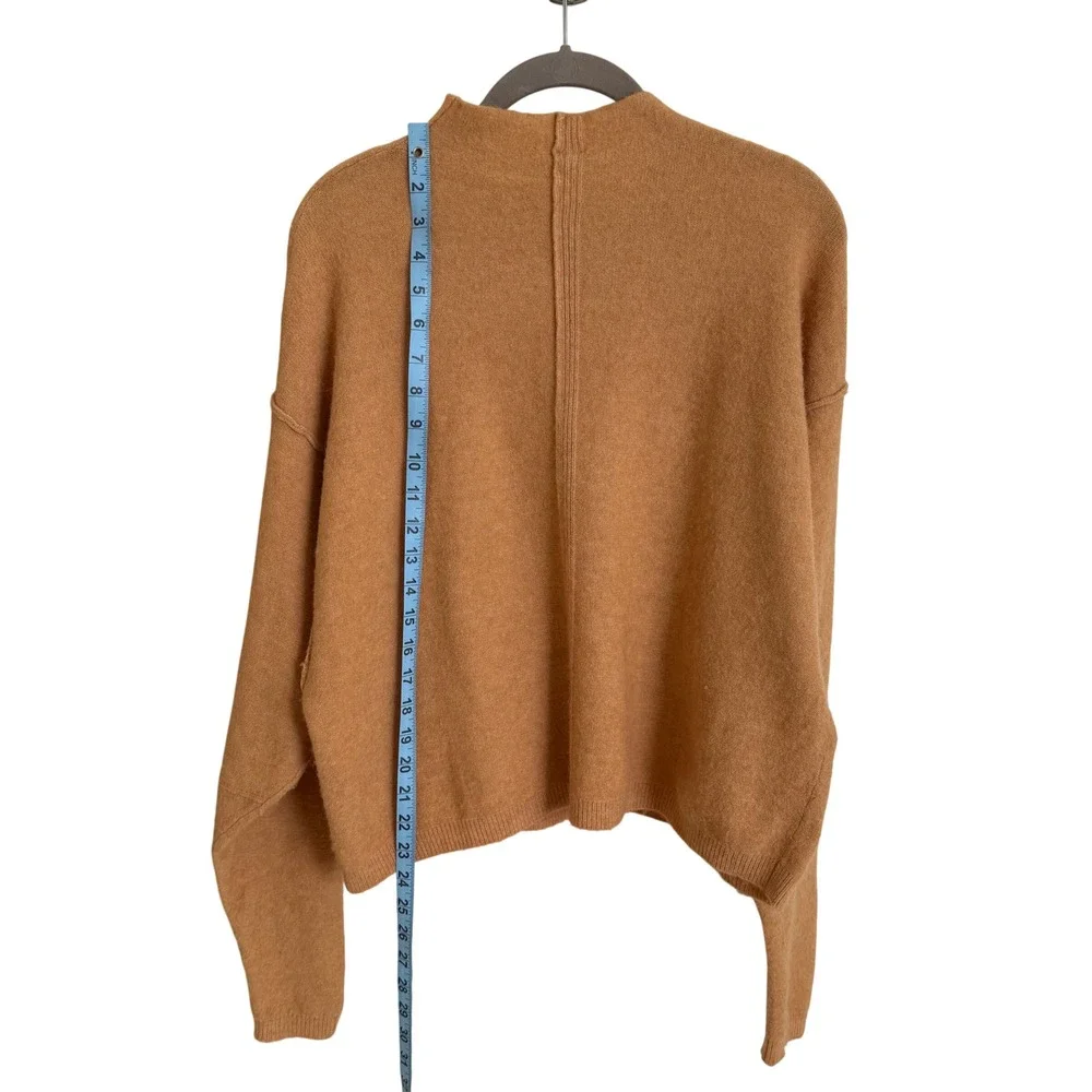 Free People Brookside Sweater Camel Brown Wool Alpaca Mock Neck Oversized Small